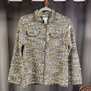 Laura Ashley Gray and Yellow Textured Blazer